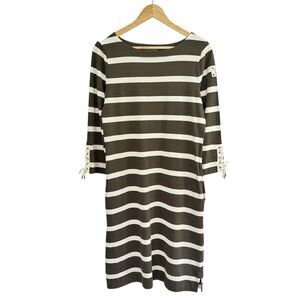 Ralph Lauren Jeans Co Knit Dress S Green White Stripe Cotton Nautical Preppy